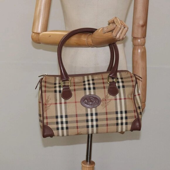 Burberrys Nova Check Boston Bag PVC Beige Auth - Picture 14 of 16